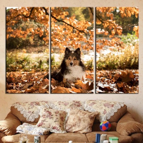 Diamond Painting Hond In De Herfst 3 Luiken